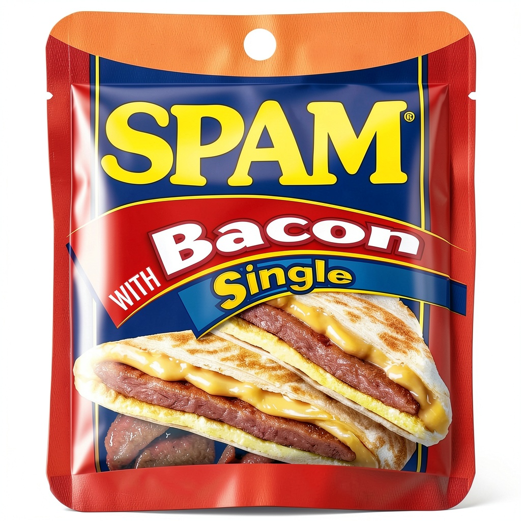 SPAM Bacon product displayed in kitchen setting