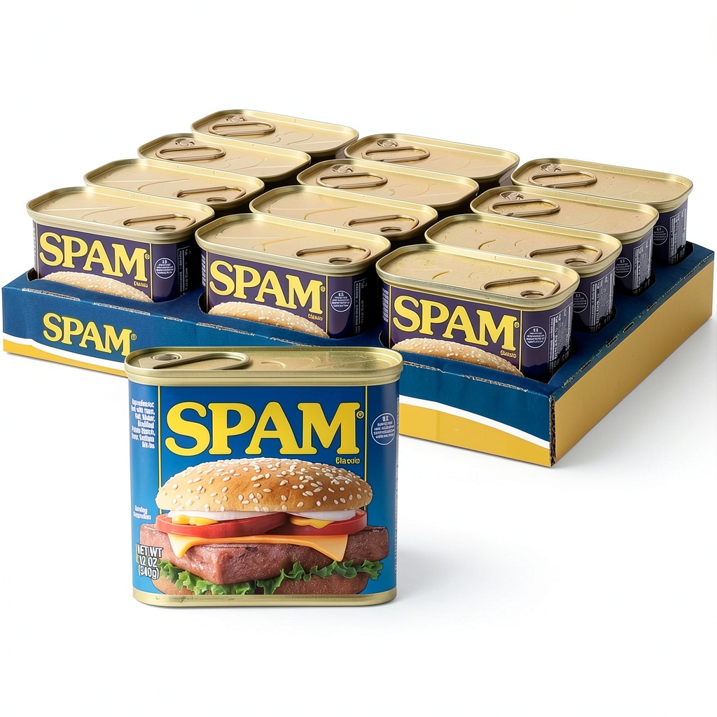 SPAM Classic canned meat displayed on a kitchen counter