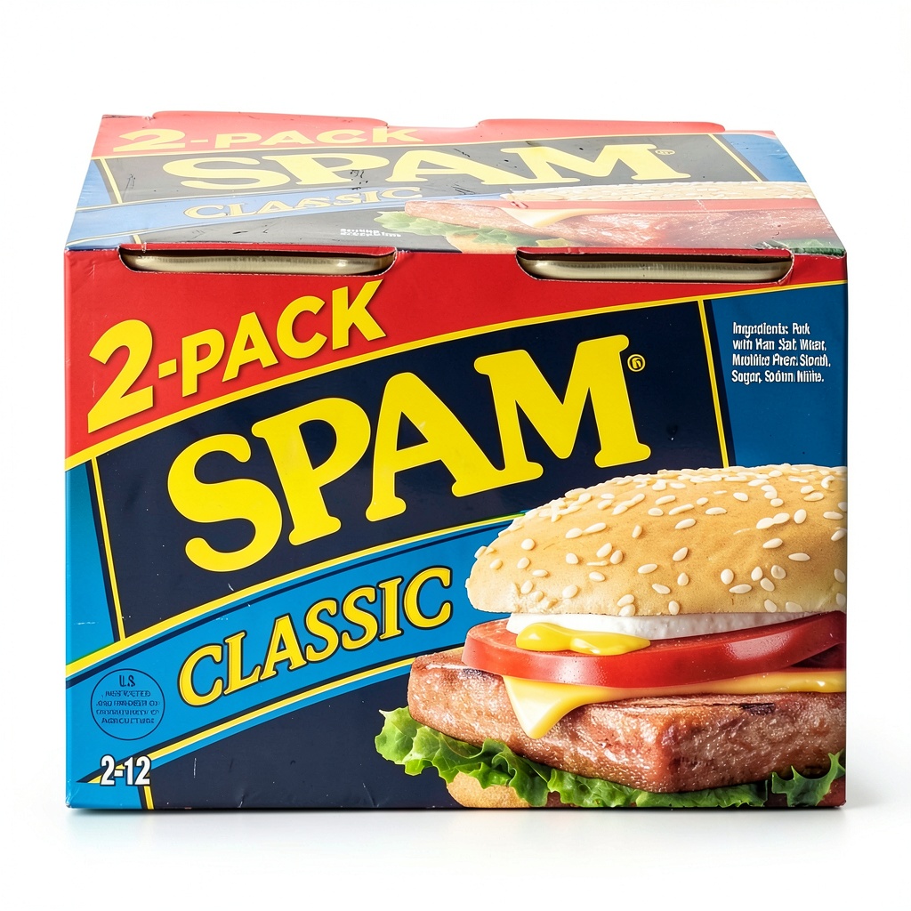 Hormel canned luncheon meat displayed in a pantry setting